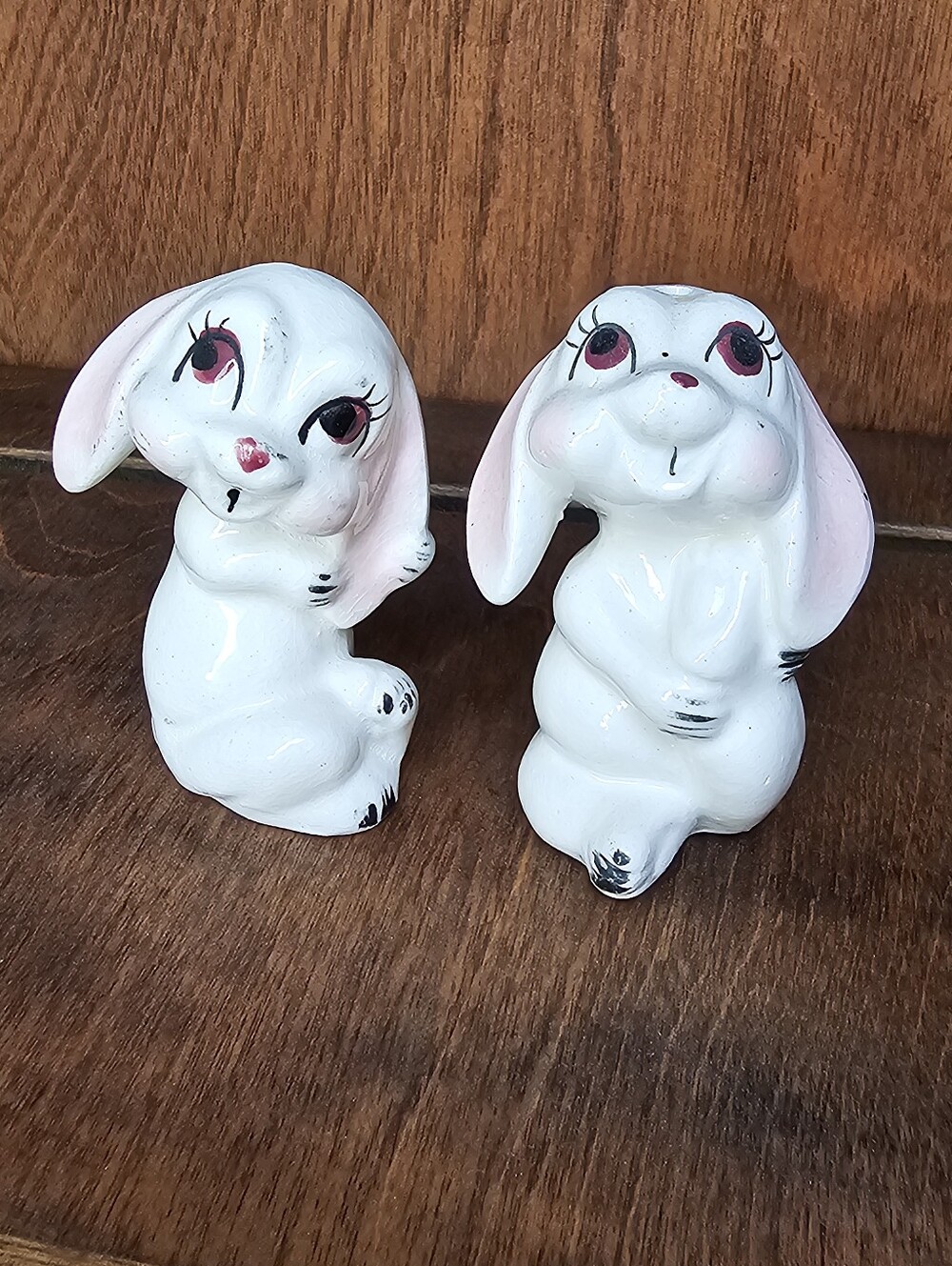 Vintage White Ceramic Bunny Salt and Pepper Shakers